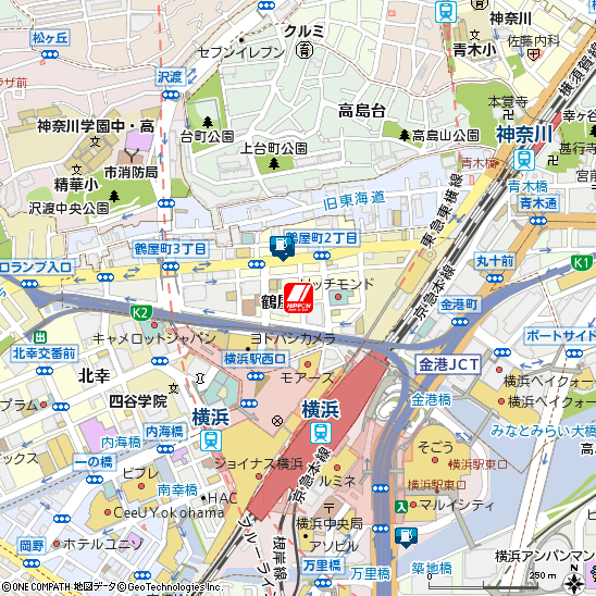 横浜駅西口付近の地図